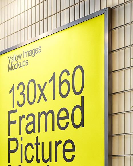 Framed Poster on a Tiled Wall Mockup