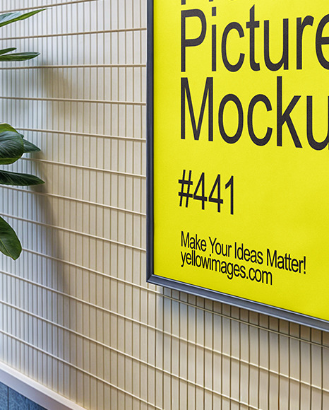 Framed Poster on a Tiled Wall Mockup