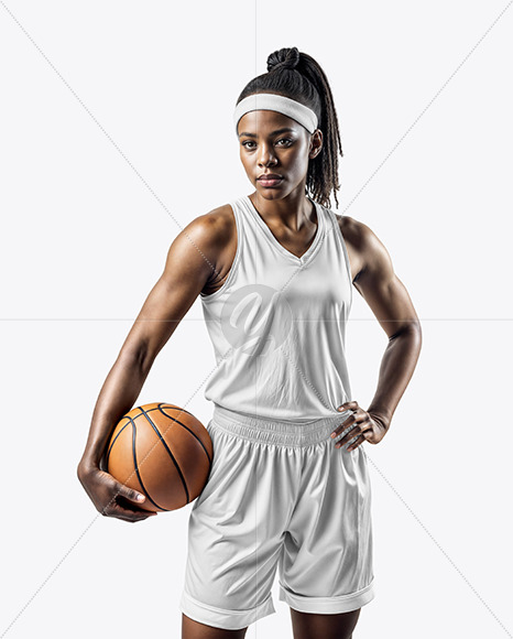 Woman Wearing a V-Neck Basketball Jersey and Shorts Mockup
