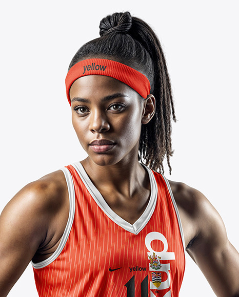 Woman Wearing a V-Neck Basketball Jersey and Shorts Mockup