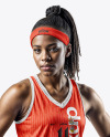 Woman Wearing a V-Neck Basketball Jersey and Shorts Mockup