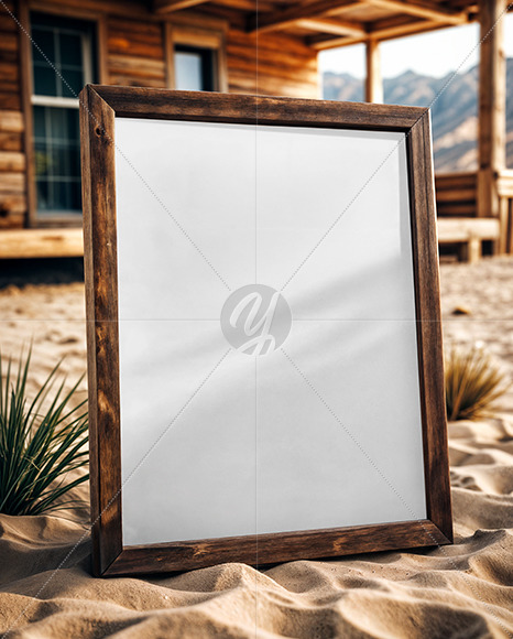 Framed Picture with Wild West Saloon in the Background Mockup