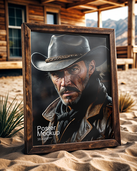 Framed Picture with Wild West Saloon in the Background Mockup