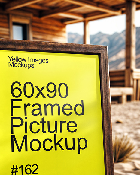 Framed Picture with Wild West Saloon in the Background Mockup