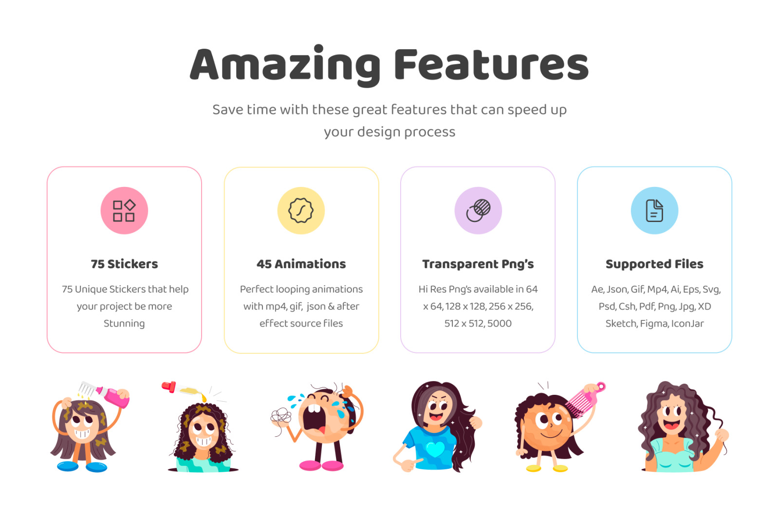 Animated Hair Care Stickers Animated Hair Care Stickers