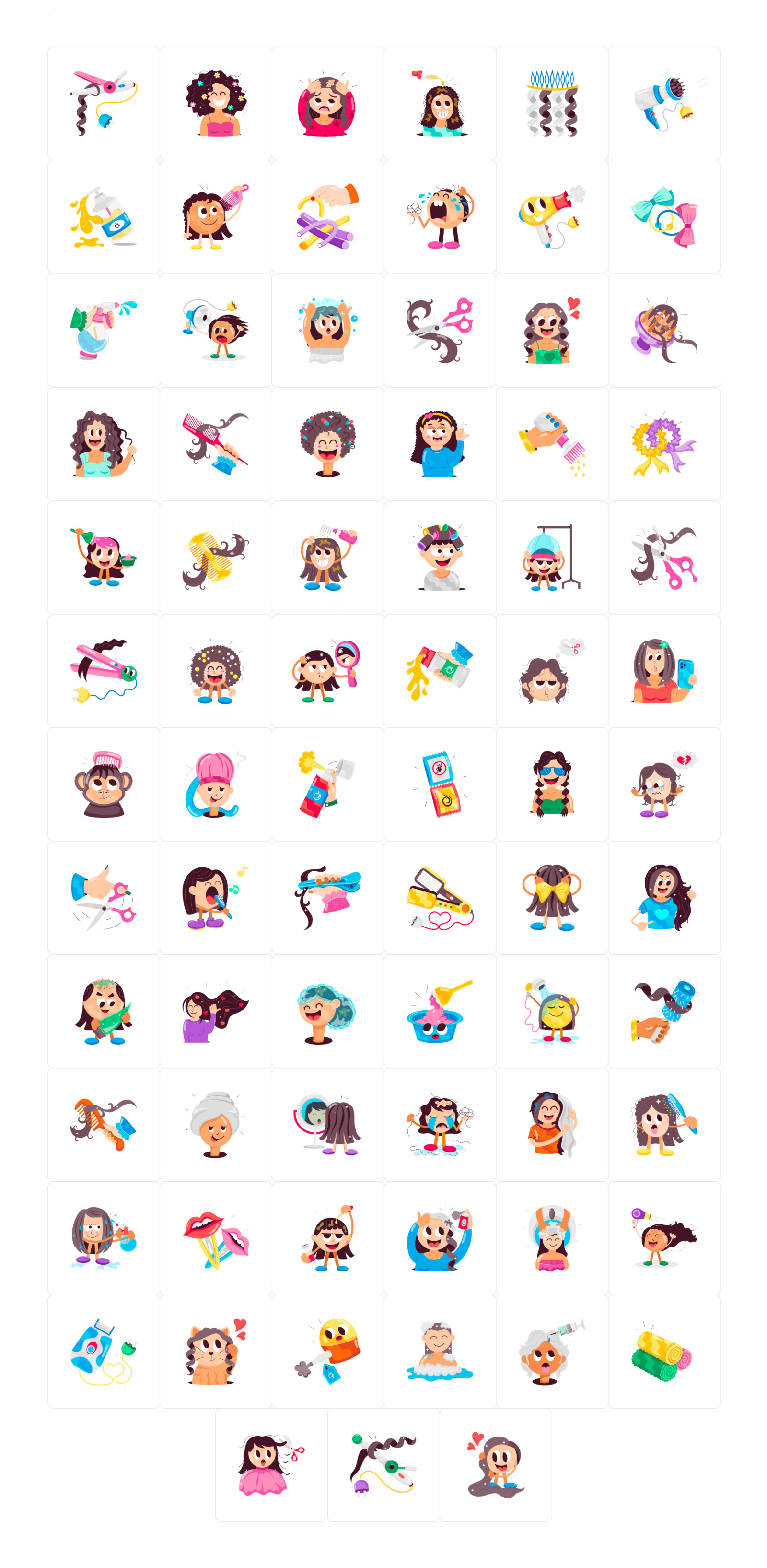 Animated Hair Care Stickers Animated Hair Care Stickers