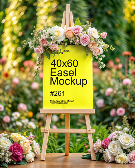 Wedding Easel with Flowers Mockup - Easel mockup