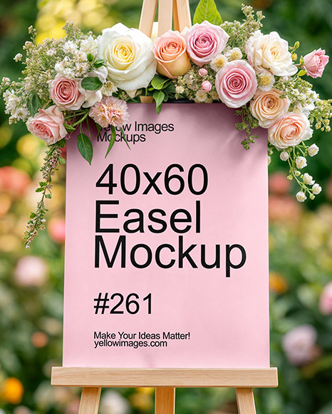 Wedding Easel with Flowers Mockup