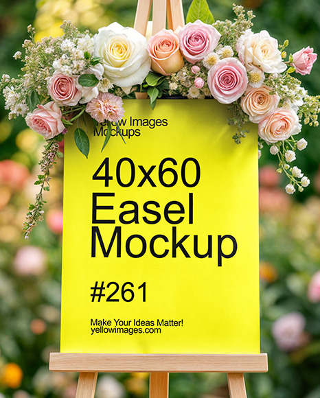 Wedding Easel with Flowers Mockup