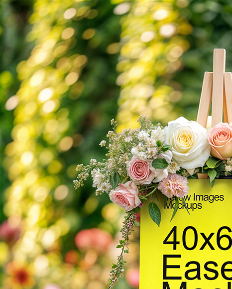 Wedding Easel with Flowers Mockup