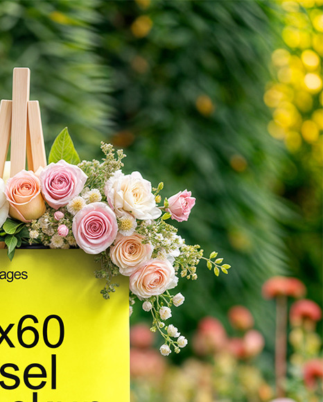 Wedding Easel with Flowers Mockup