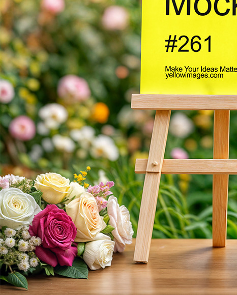Wedding Easel with Flowers Mockup