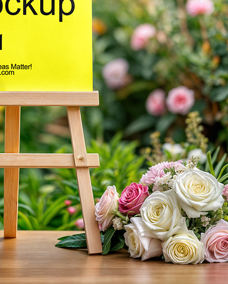 Wedding Easel with Flowers Mockup