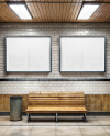 Two Framed Posters on a Subway Station Wall Mockup