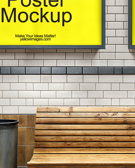 Two Framed Posters on a Subway Station Wall Mockup