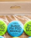 6 Pin-Back Buttons in Transparent Plastic Pack Mockup