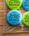 6 Pin-Back Buttons in Transparent Plastic Pack Mockup