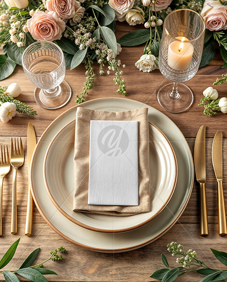 Paper Menu Card on a Served Table Mockup - Free Download Images High ...