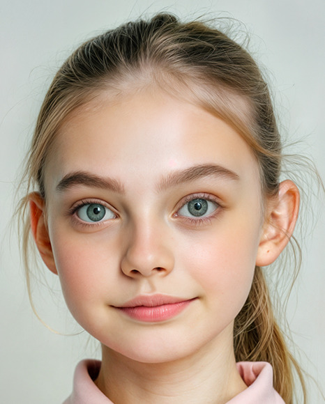 Young Girl Holding a Button Pin Mockup