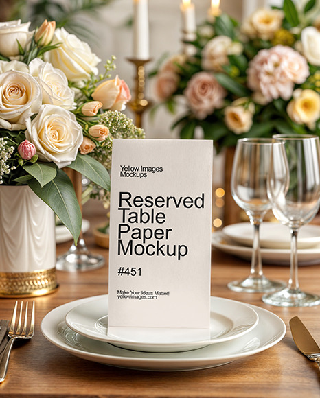 Reserved Table Paper Card Mockup - Restaurant sign mockup