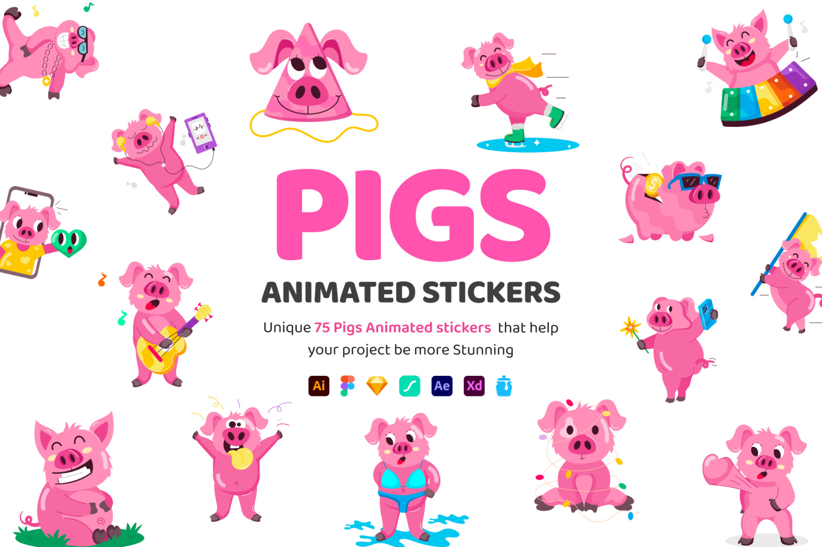 Animated Pigs Stickers Animated Pigs Stickers