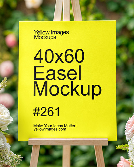 Wedding Welcome Easel with Flowers Mockup