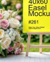 Wedding Welcome Easel with Flowers Mockup