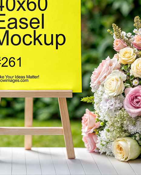Wedding Welcome Easel with Flowers Mockup