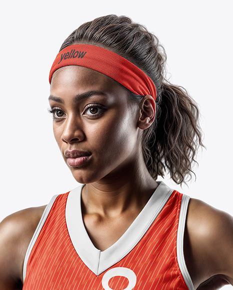 Woman Wearing a V-Neck Basketball Jersey and Shorts Mockup