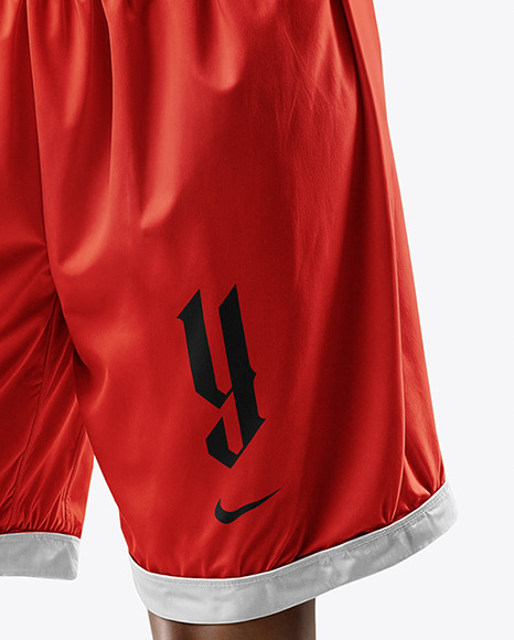 Woman Wearing a V-Neck Basketball Jersey and Shorts Mockup