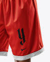Woman Wearing a V-Neck Basketball Jersey and Shorts Mockup