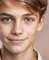 Teenage Boy Holding a Pin Button Mockup