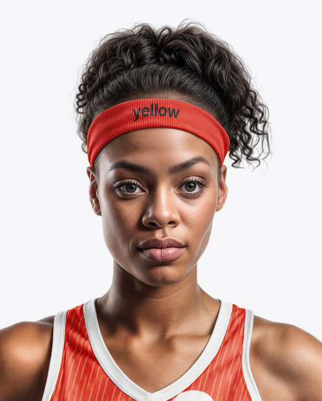 Woman Wearing a V-Neck Basketball Jersey and Shorts with a Ball Mockup