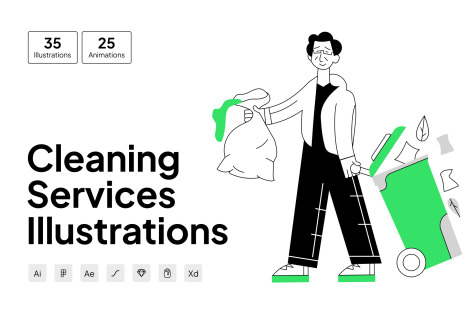 Cleaning Service Illustrations - Vector illustrations