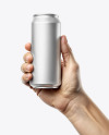 Aluminum Can in a Man's Hand Mockup