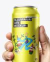 Aluminum Can in a Man's Hand Mockup