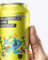 Aluminum Can in a Man's Hand Mockup