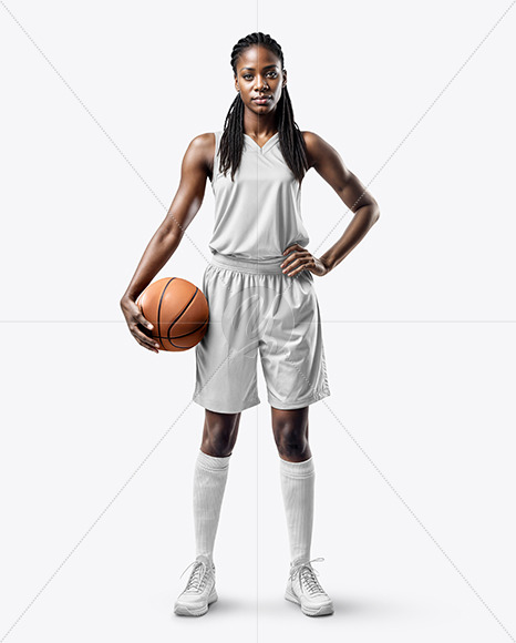 Black Woman with Braids Wearing a Full Basketball Kit Mockup