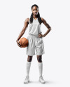 Black Woman with Braids Wearing a Full Basketball Kit Mockup