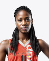 Black Woman with Braids Wearing a Full Basketball Kit Mockup