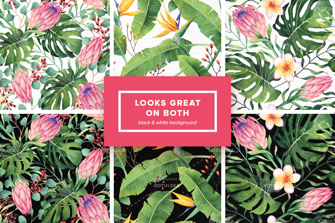 Watercolor Tropical Flowers Set Watercolor Tropical Flowers Set