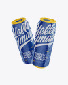 Two 500ml Glossy Aluminium Can W/ Condensation Mockup