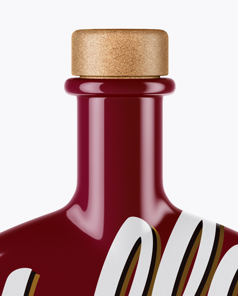 Glossy Bottle With Wooden Cap Mockup