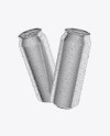 Two 500ml Metallic Aluminium Cans W/ Condensation Mockup