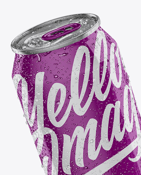 Two 500ml Metallic Aluminium Cans W/ Glossy Finish & Condensation Mockup