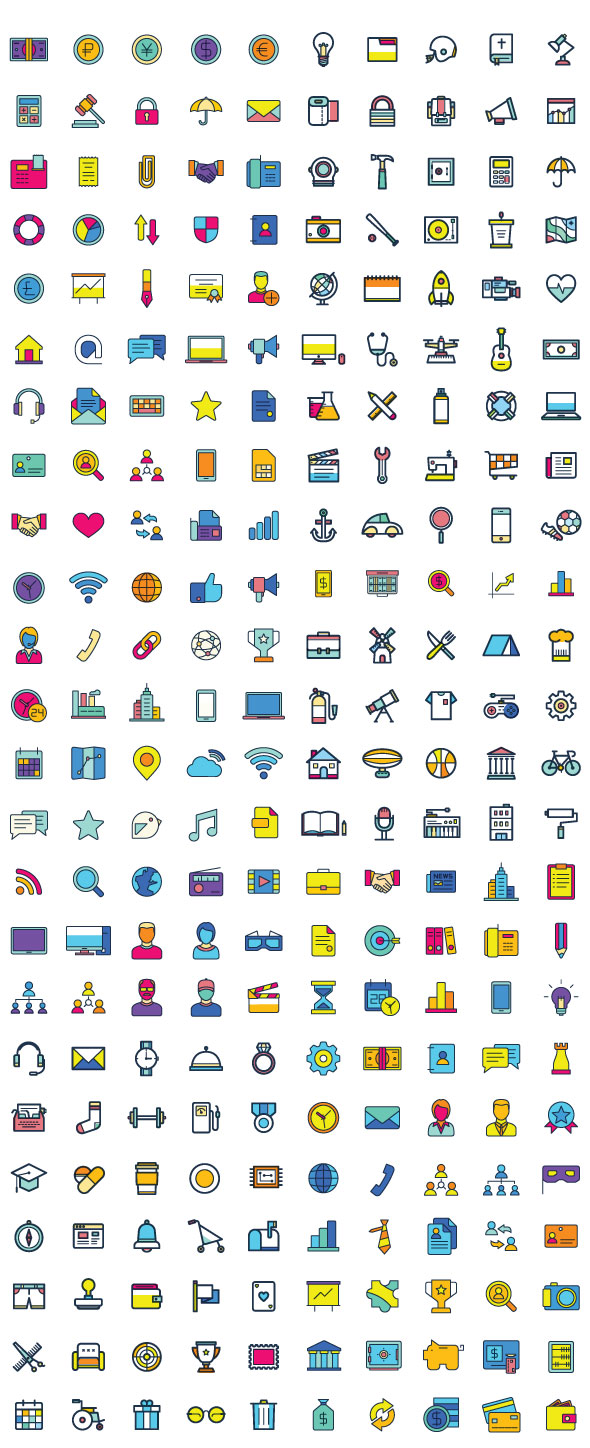 Colorful Icons set design Colorful Icons set design