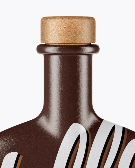 Ceramic Bottle With Wooden Cap Mockup