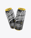 Two 500ml Matte Aluminium Cans W/ Condensation Mockup