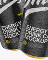 Two 500ml Matte Aluminium Cans W/ Condensation Mockup