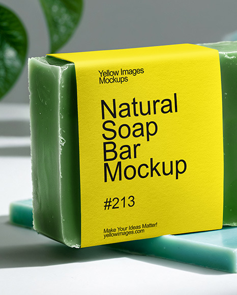 Handmade Soap Bar with Paper Label Mockup